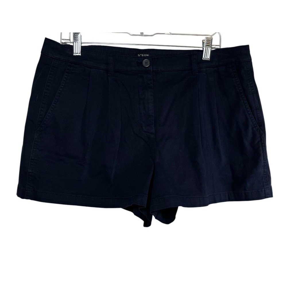 NWT J. Crew Sz 12 Shorts Pleated Heritage Chino Navy Blue Women's Preppy New